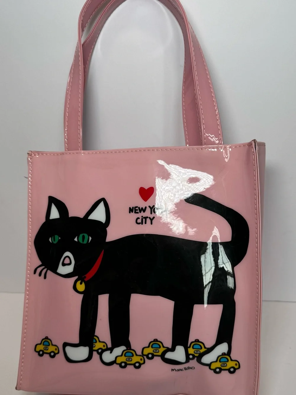 Marc Tetro New York City Pink Tuxedo Cat Mini Tote Bag